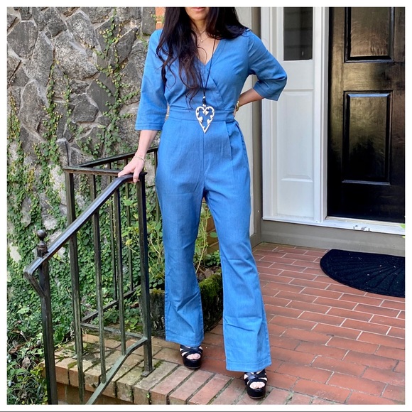 Fabulous chic denim wide leg jumpsuit - Picture 5 of 9